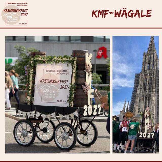 Ab jetzt unser neuer Begleiter bei jedem Umzug: 

DAS KMF-WÄGALE 🫶

In Begleitung unserer Jüngsten, wird das Wägale über die Umzugsstrecke gezogen und hält die ein oder andere Überraschung parat. 🍬

Es schmückt mittlerweile unsere Gruppenfotos und ist schon gar nicht mehr wegzudenken. 
Vor allem an so einem heißen Tag wie gestern in Ulm auf dem Deutschen Musikfest, als uns das Wägale Stauraum für ein (fast) kühles Getränk bot. 🍻

Das alles haben wir unserem Dekoteam zu verdanken, die das alte, unscheinbare Wägale zu einem richtigen Hingucker transformiert haben! 😍