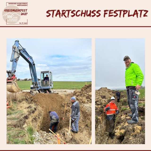 🎉 Spatenstich Festplatz KMF 2027 🎉
🚜 Es geht los! Die Vorbereitungen für unser Kreismusikfest laufen auf Hochtouren! 🎺🎶
Vom 14. - 17. Mai nächsten Jahres ist es so weit – und schon jetzt wird fleißig angepackt! 💪
Die ersten Erdarbeiten haben begonnen: Es wird vermessen und fleißig gebaggert, um Leitungen für das Regenwasser (was wir hoffentlich nicht brauchen werden 🙏) und Frisch-/Abwasser zu verlegen.💦
🌧️ Auch wenn das Wetter derzeit nicht ganz mitspielt, lassen sich unsere fleißigen Helfer nicht abhalten! Ein riesiges DANKESCHÖN an alle, die mit anpacken und schon jetzt so viel Zeit und Energie in unser Kreismusikfest investieren. 🙌❤️
Gemeinsam schaffen wir die Grundlage für ein unvergessliches Fest! 🥳🎺
#Kreismusikfest #VorbereitungenLaufen #kmf2027 #Ehrenamt #Teamwork